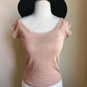 Bozzolo Dusty Pink Lace-Trim Scoop Neck Cami